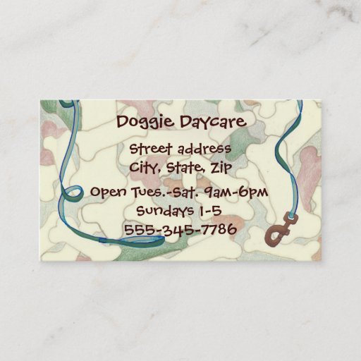 Customizable Bones and Leash Pet Dogs Business Card