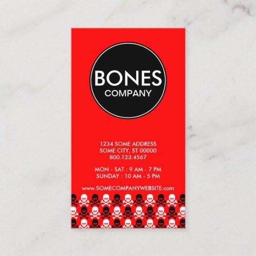 bones company business card