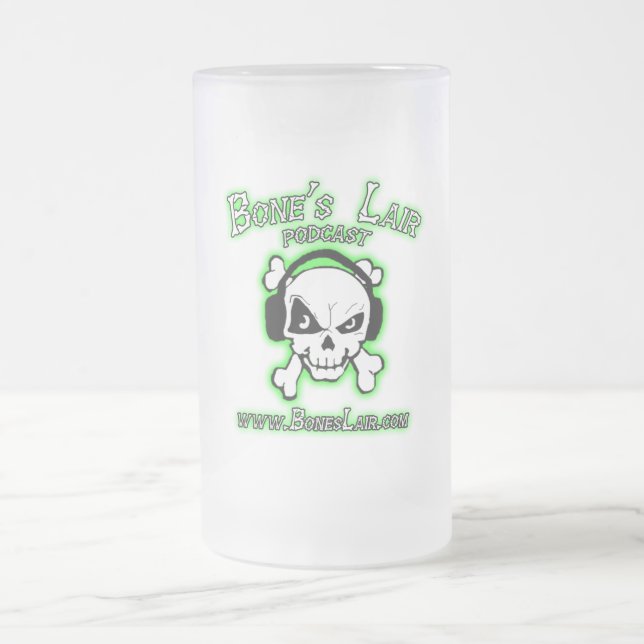 Bone's Lair Logo Frosted Glass Beer Mug (Center)