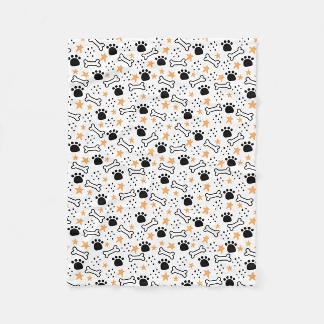 Bones, Paws and Stars Fleece Blanket (Front)
