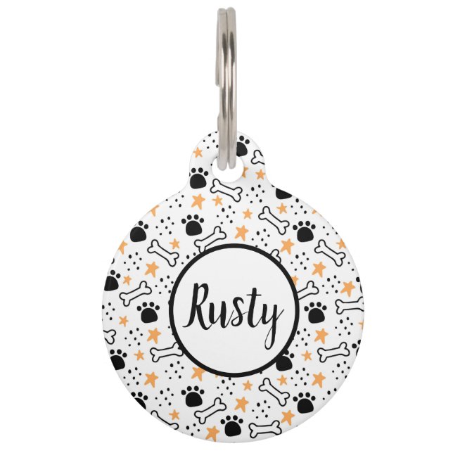 Bones Paws and Stars Pet ID Tag (Front)