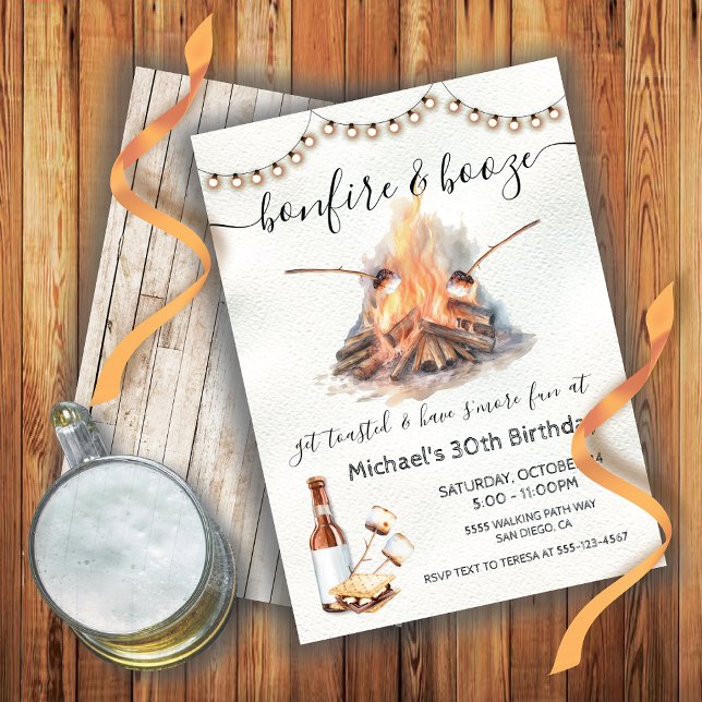 Bonfire and Booze S'mores String of Lights Invitation (Creator Uploaded)