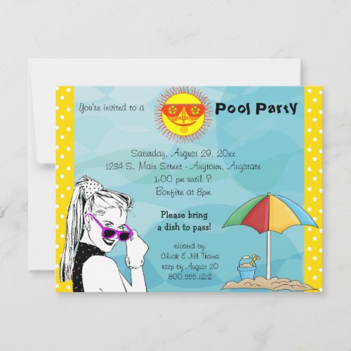 Bonfire And Pool Party Invitation