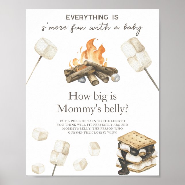 Bonfire baby shower - How big is mommy's belly Poster (Front)