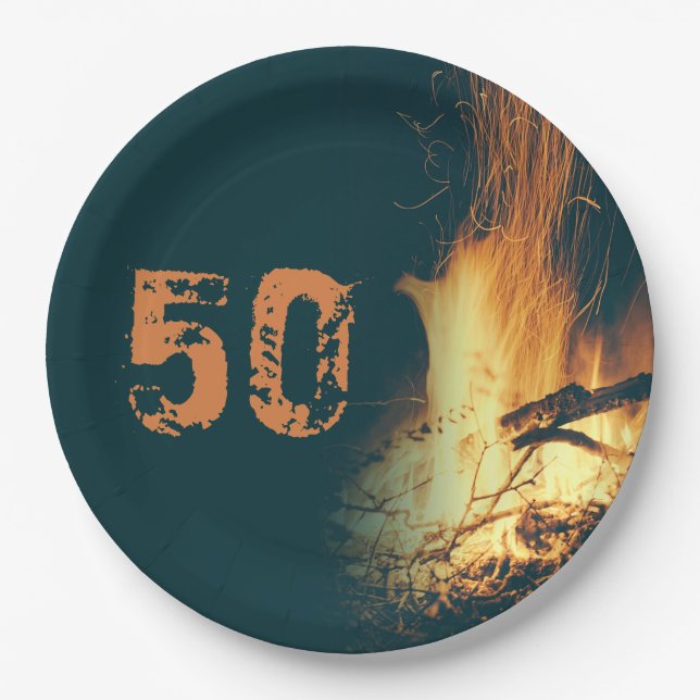 Bonfire Backyard Birthday Party Paper Plates (Front)