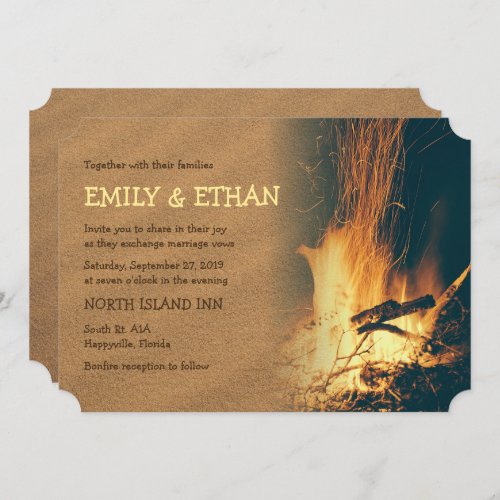 Bonfire Beach Wedding Invitation