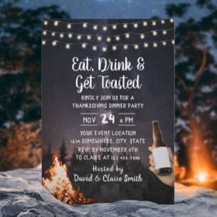 Bonfire & Beer Forest Thanksgiving Invitation