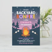 Bonfire Birthday Invitation Bonfire Camping Party (Standing Front)