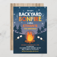 Bonfire Birthday Invitation Bonfire Camping Party