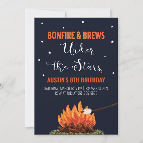 Bonfire  Brews Birthday Invitation