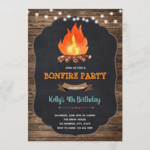 Bonfire camp birthday picnic party card