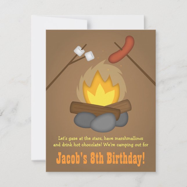 Bonfire Camping Birthday Party Invitation (Front)