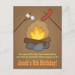 Bonfire Camping Birthday Party Invitation