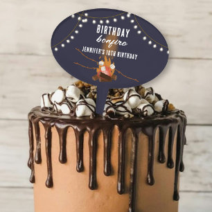 Bonfire & Camping Outdoor Campfire Birthday Party Cake Topper