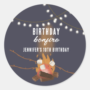 Bonfire & Camping Outdoor Campfire Birthday Party Classic Round Sticker