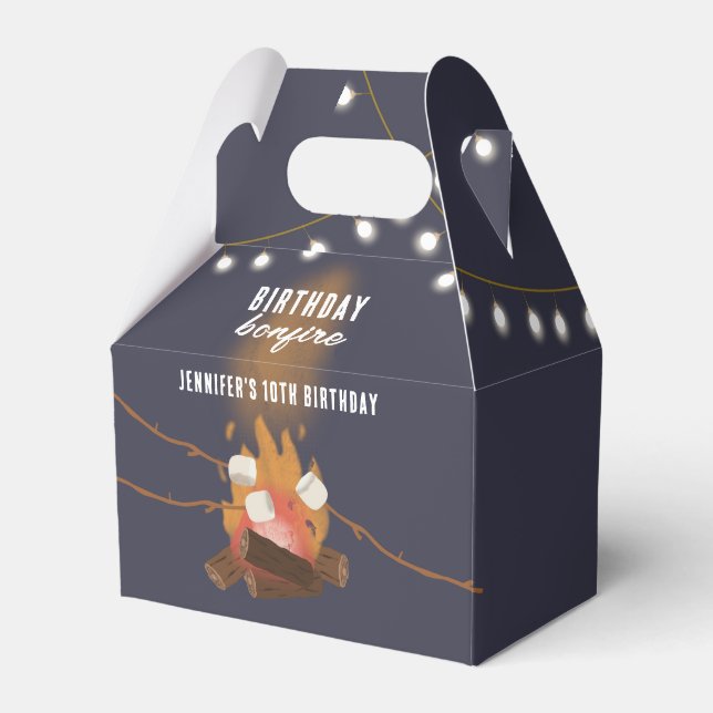 Bonfire & Camping Outdoor Campfire Birthday Party Favor Boxes (Front Side)