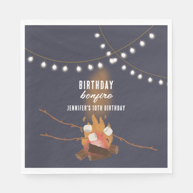 Bonfire & Camping Outdoor Campfire Birthday Party Napkins (Front)