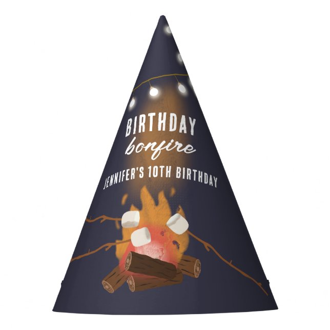 Bonfire & Camping Outdoor Campfire Birthday Party Party Hat (Front)