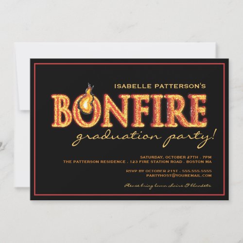 Bonfire Flames Graduation Party Invitation