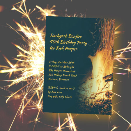 Bonfire Guys Fall Birthday Party Invitation