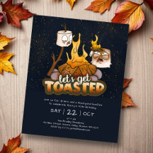 Bonfire Let's Get Toasted Birthday Invitation