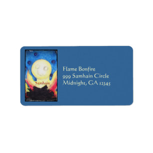 Bonfire Moon Samhain Witch Wiccan Pagan Label