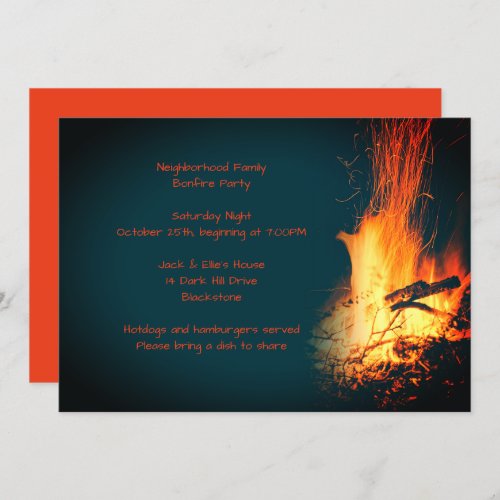 Bonfire Nighttime Party Celebration Outdoor Invitation