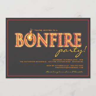 Bonfire on Fire Campfire Flames Party Invitation