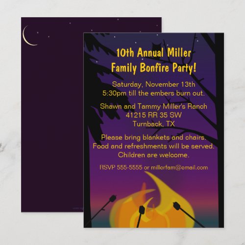 Bonfire Outdoor Party Invitation