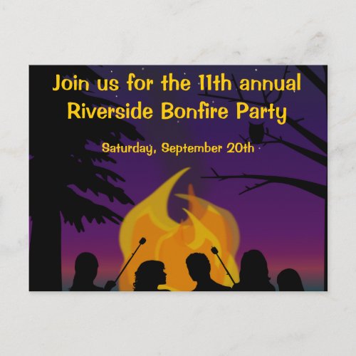 Bonfire Outdoor Party Postcard Invitation