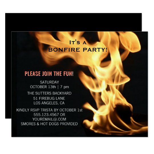 bonfire party campfire flames camp out invitation zazzle com