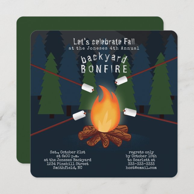 Bonfire Party Invitation (Front/Back)