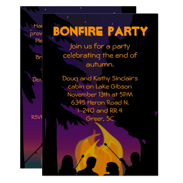 Bonfire Party Invitation Zazzle Bonfire Party Invitation Zazzle