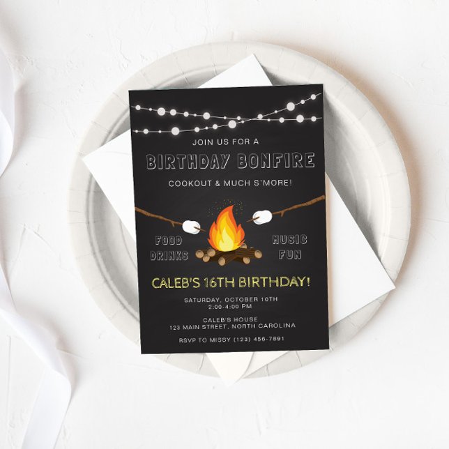 Bonfire Party Invitation, Birthday, Camp out Invitation (Creator Uploaded)
