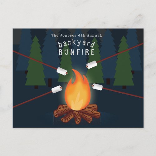 Bonfire Party Invitation Postcard