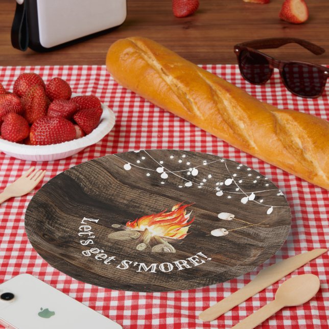 Bonfire Party Let's Get S'more Paper Plates (Picnic)