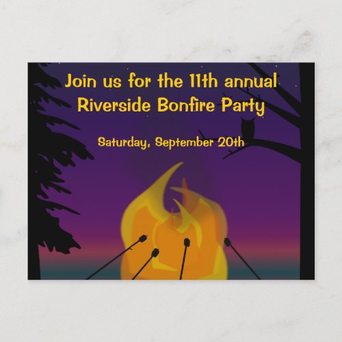 Bonfire Party Postcard Invitation