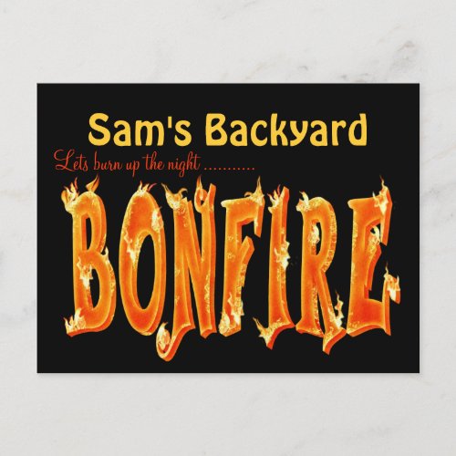 Bonfire party postcards