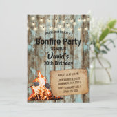 Bonfire Party Rustic String Light Barn Birthday Invitation (Standing Front)