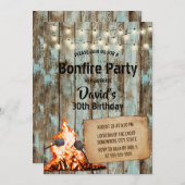 Bonfire Party Rustic String Light Barn Birthday Invitation (Front/Back)