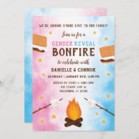 Bonfire S'more Love Baby Gender Reveal Invitation