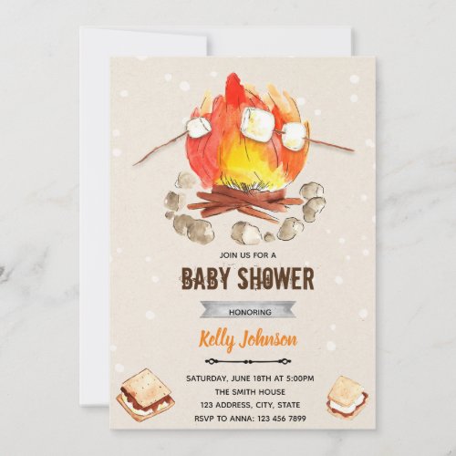 Bonfire smore shower birthday invitation