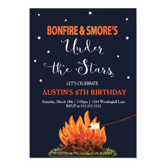 bonfire smore s birthday invitation zazzle com