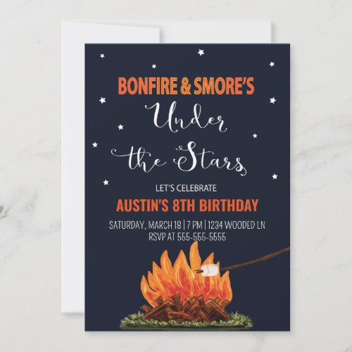 Bonfire  Smores Birthday Invitation