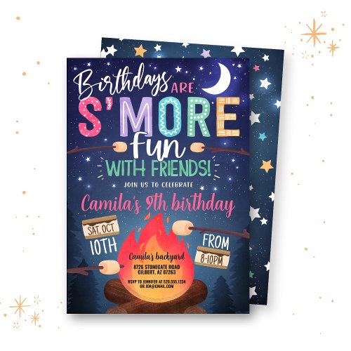 Bonfire Smores Birthday Invitation