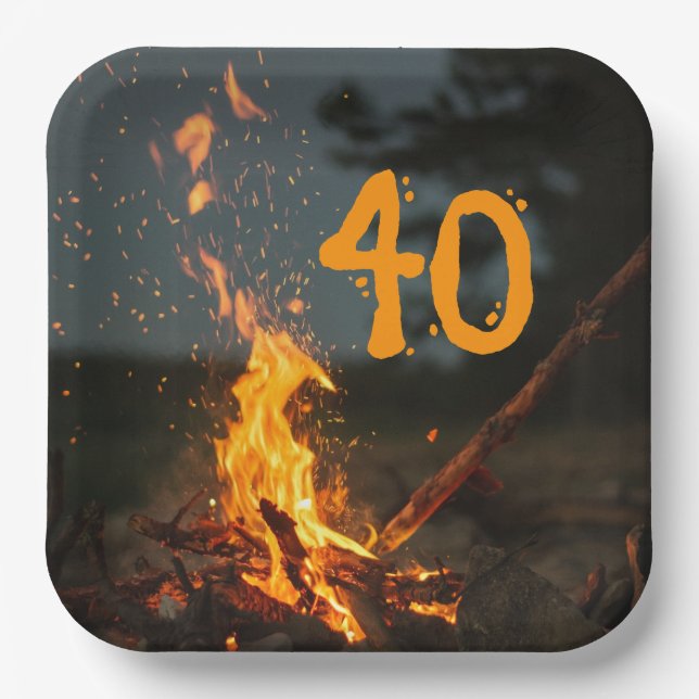 Bonfire Sparks Birthday Party Paper Plates (Front)
