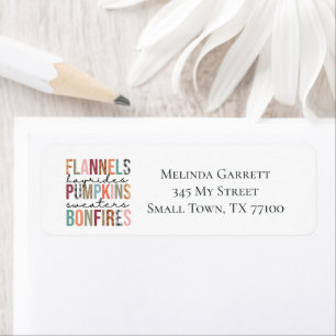 Bonfires Flannel Pumpkins Fall Thanksgiving Label