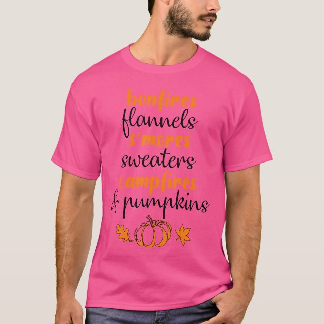Bonfires Flannels S'Mores 	s Campfires And Pumpkin T-Shirt (Front)