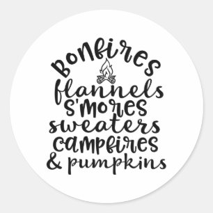 Bonfires Flannels Smores Smashing Pumpkin Classic Round Sticker