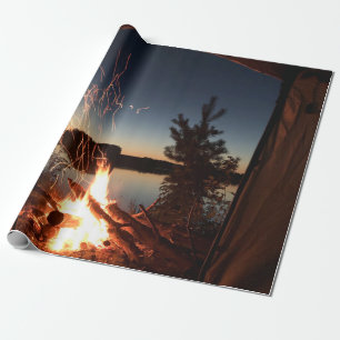 Bonfre near body of water wrapping paper
